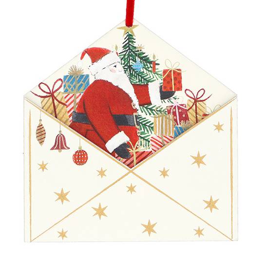 Wood Nostalgic Santa Envelope with Letter Slot 10cm *ETA Nov